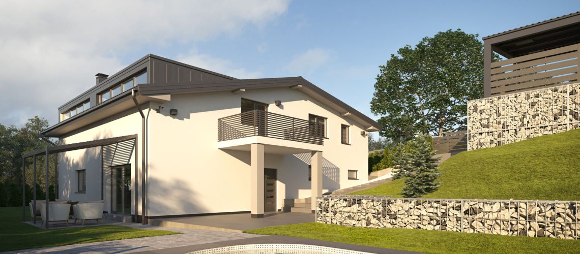 3D vizualizacija - obiteljska vila na Borčecu, Zagreb, Hrvatska